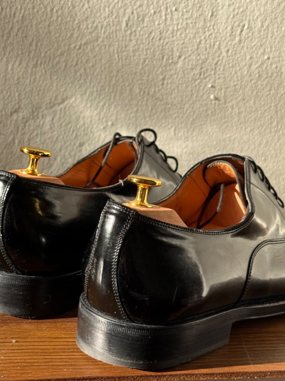 Salvatore Ferragamo Black Patent Leather Cap Toe Oxford Dress Shoes Mens Size 13 - Picture 5 of 9